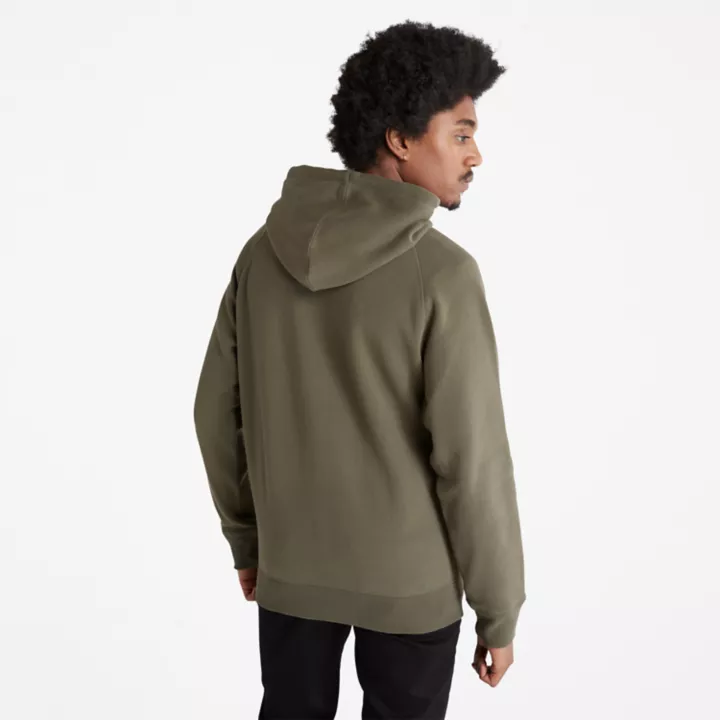 Exeter River Zip-Front Fleece Hoodie for Men in Dark Green