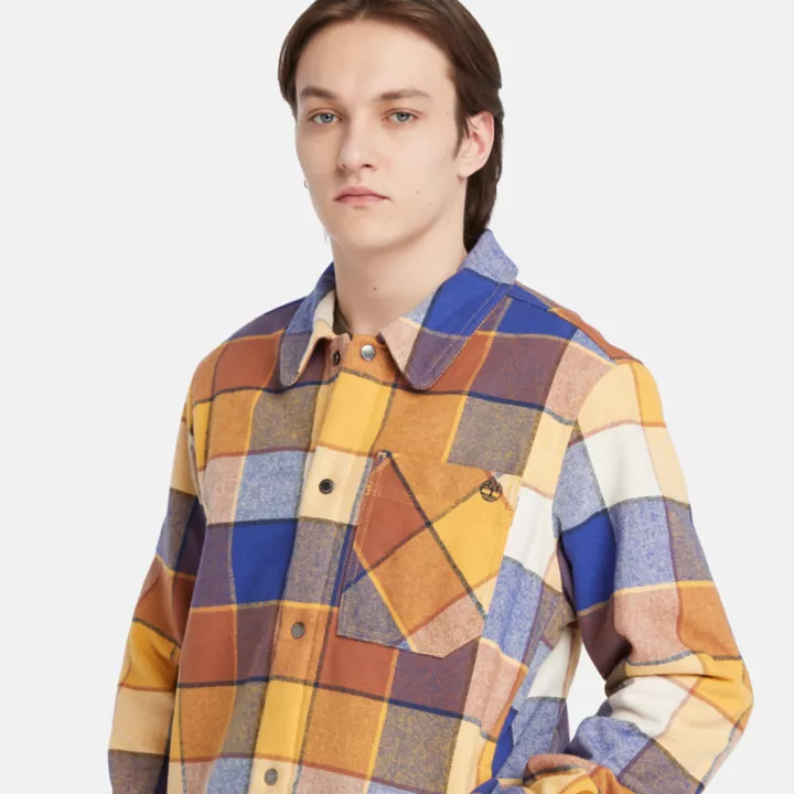 High Pile Fleece-Lined Overshirt for Men in Yellow