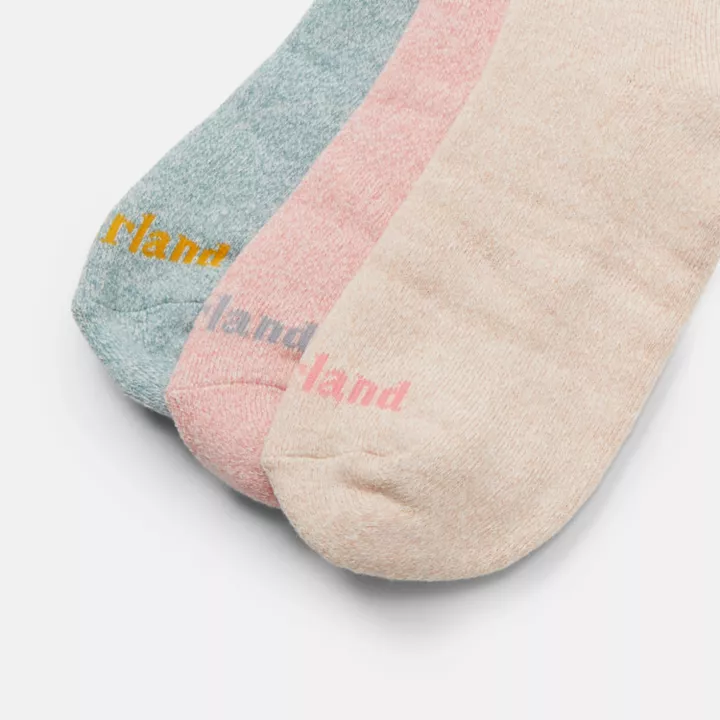 Three Pair Pack Crew Socks Gift Box for Women in Pink/Light Blue/Light Pink