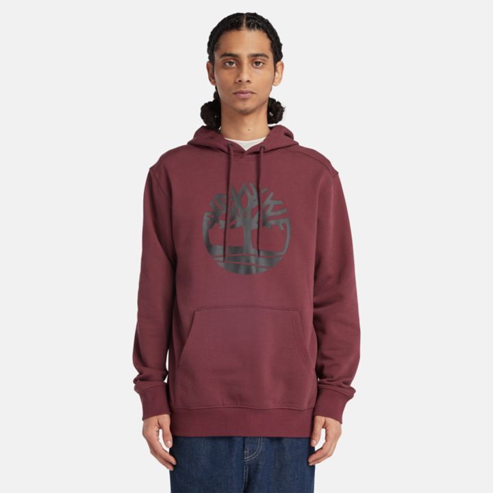 Timberland Tree Logo Hoodie for Men in Burgundy