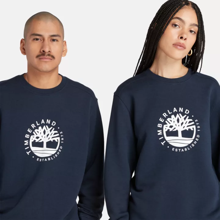 All Gender Crew Sweatshirt with Refibra Technology in Navy
