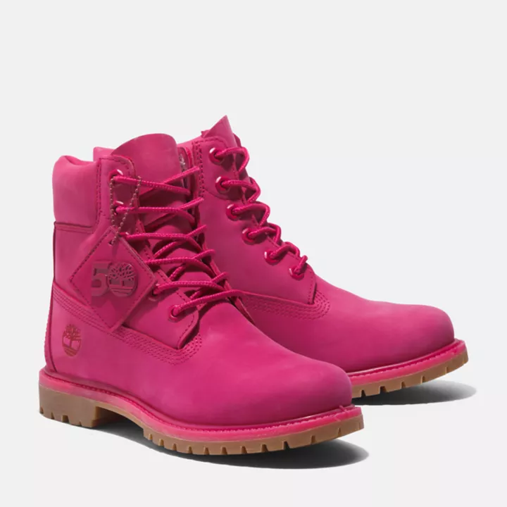 Timberland 50th Edition Premium 6-Inch Waterproof Boot for Women in Dark Pink