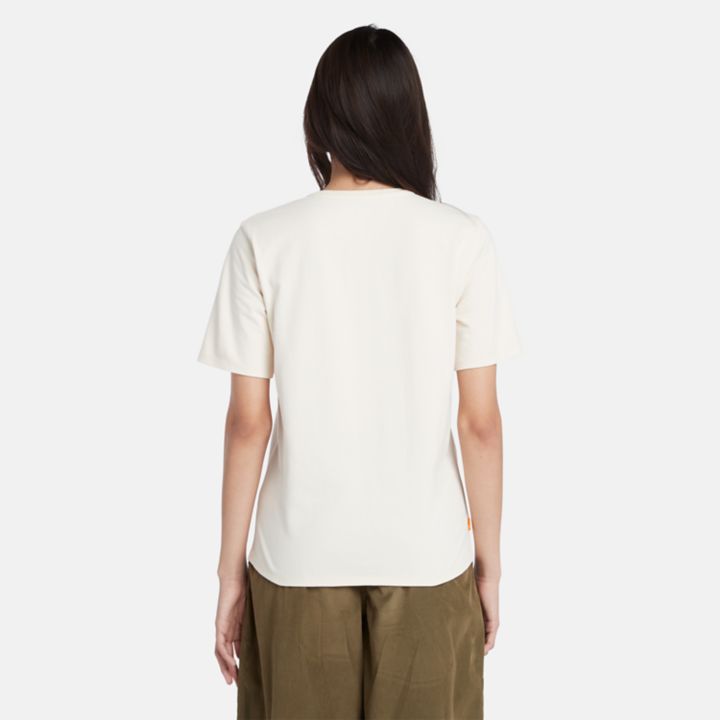 Texture Logo T-Shirt for Women in Beige