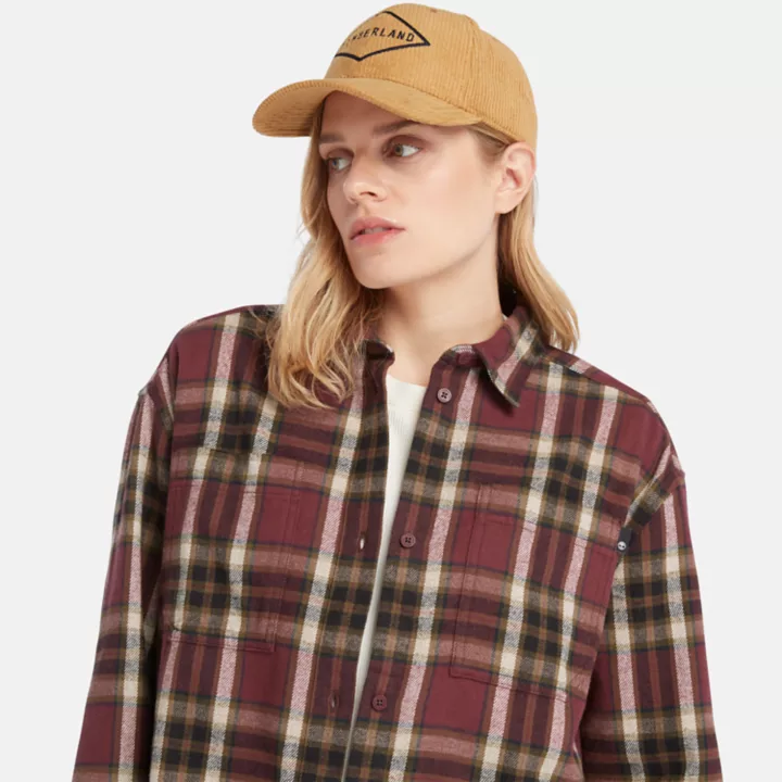 Flannel Overshirt for Women in Burgundy