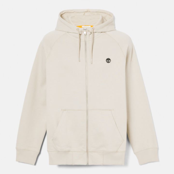 Exeter River Zip-Front Fleece Hoodie for Men in Beige