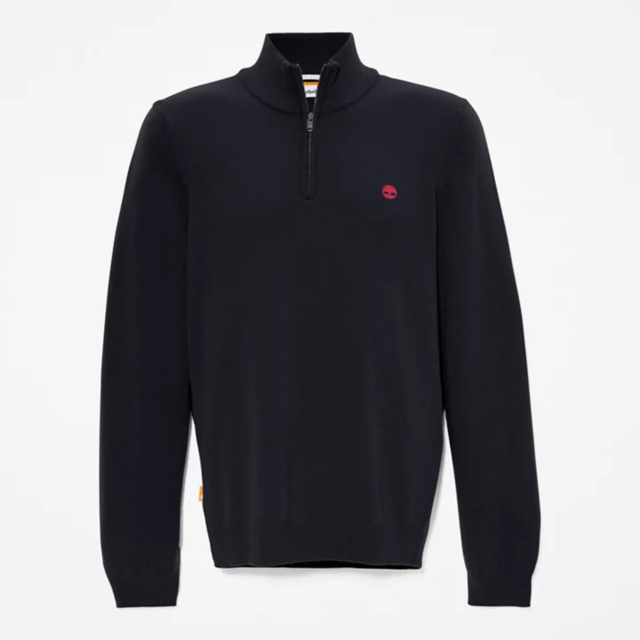 Cohas Brook Zip-Neck Jumper for Men in Navy