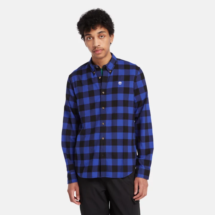 Mascoma River Long-Sleeve Check Shirt for Men in Blue