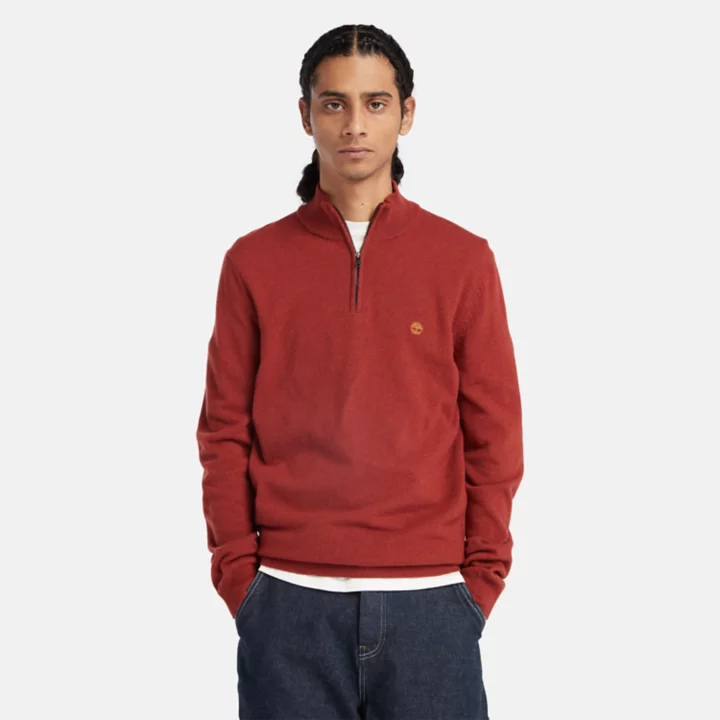 Cohas Brook Zip-Neck Jumper for Men in Red