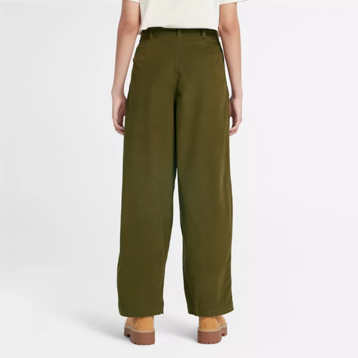 Needle Corduroy Trousers for Women in Green