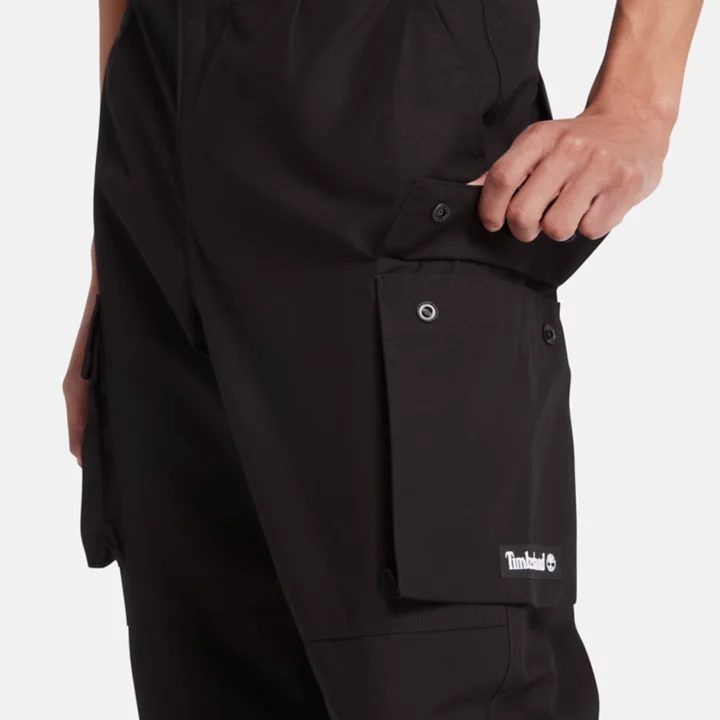Water Repellent Cargo Trousers for Men in Black