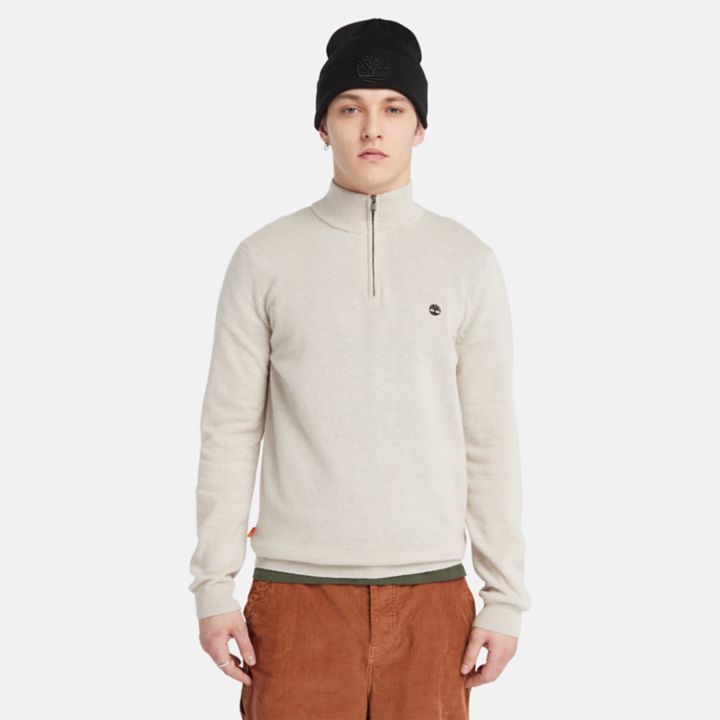 Cohas Brook Zip-Neck Jumper for Men in Beige