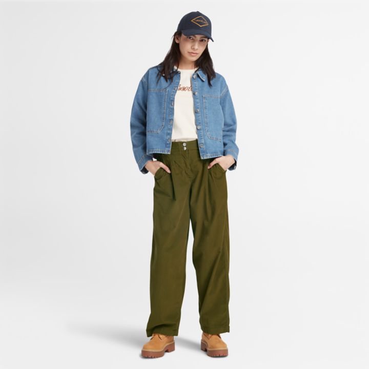 Needle Corduroy Trousers for Women in Green