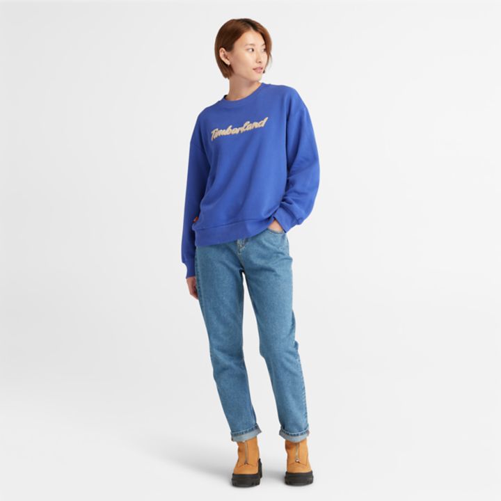 Logo Crewneck Sweatshirt for Women in Blue