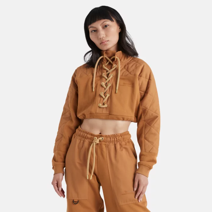 Timberland x Humberto Leon Cropped Sweatshirt for Women in Dark Yellow