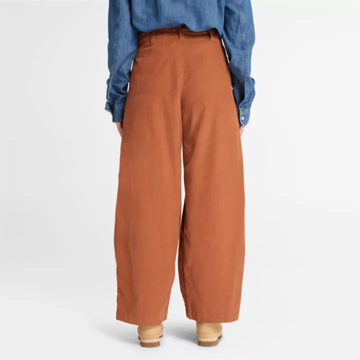 Needle Corduroy Trousers for Women in Terracotta