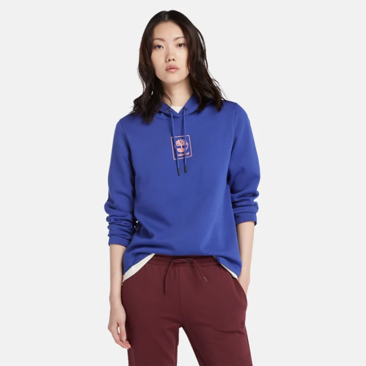 Small Stack Logo Hoodie for Women in Blue