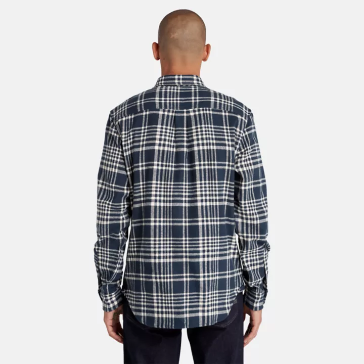Heavy Flannel Check Shirt for Men in Navy