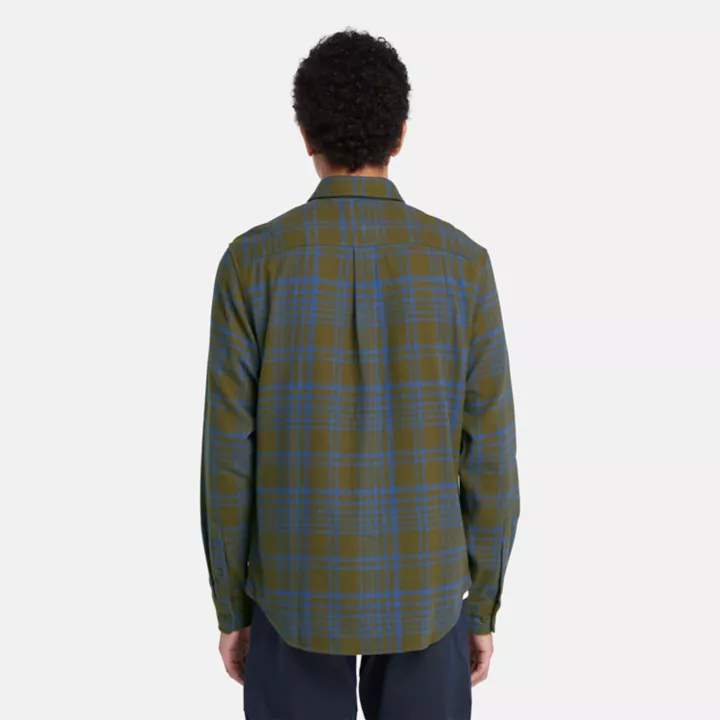 Heavy Flannel Check Shirt for Men in Dark Green