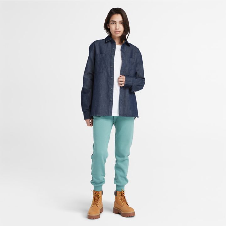 Embroidered Tree-logo Tracksuit Bottoms for Women in Teal