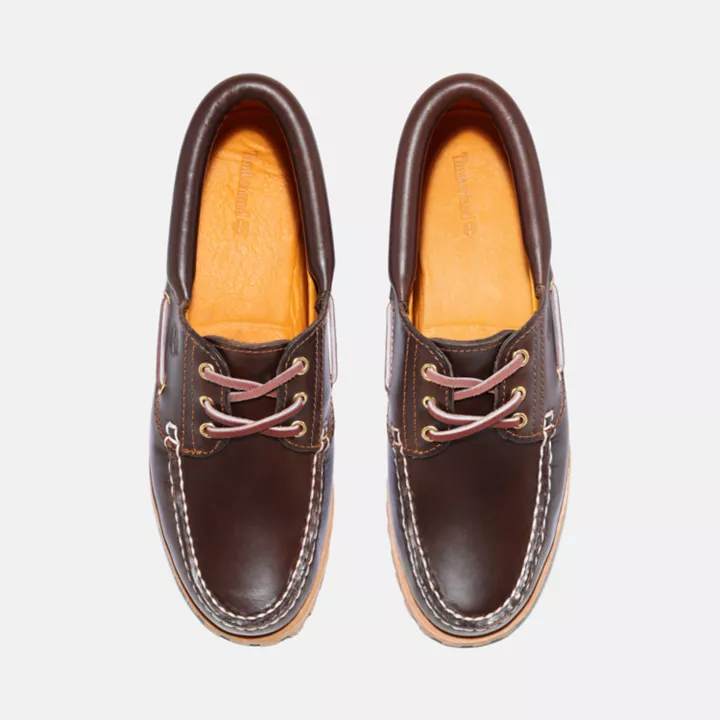 Noreen 3-Eye Lug Handsewn Boat Shoe for Women in Brown