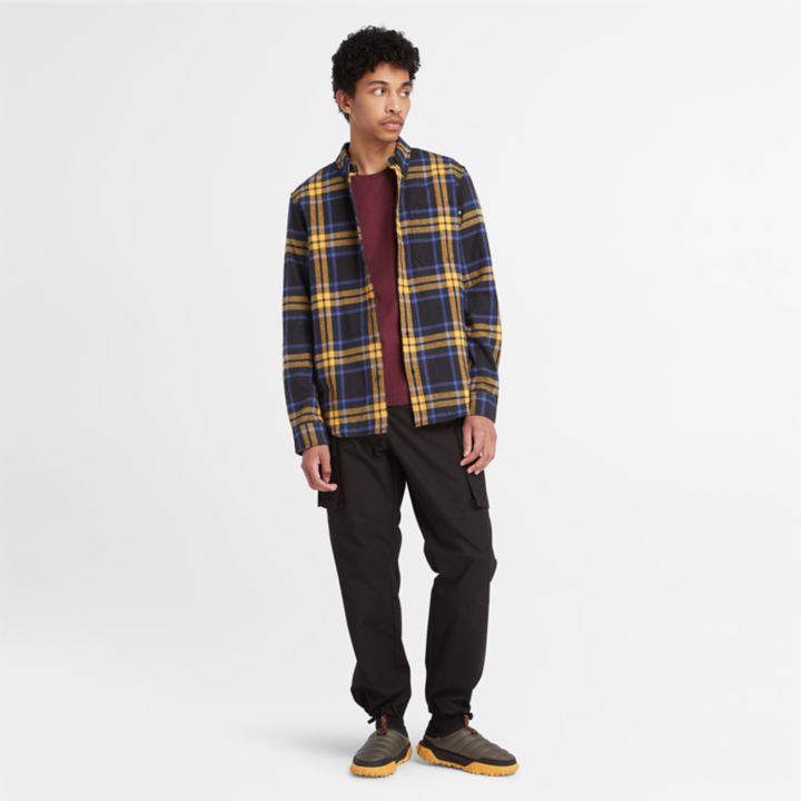 Checked Flannel Shirt for Men in Black/Blue/Yellow