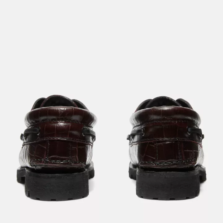 Noreen 3-Eye Lug Handsewn Boat Shoe for Women in Burgundy