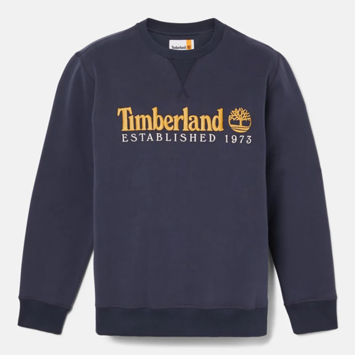 Est. 1973 Logo Crew Sweatshirt for Men in Navy