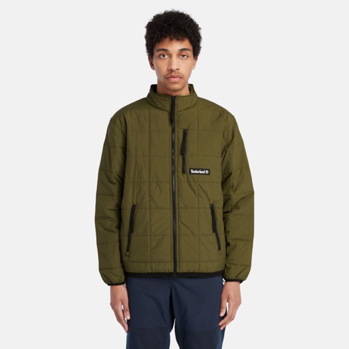 Water Repellent Quilted Insulated Jacket for Men in Green