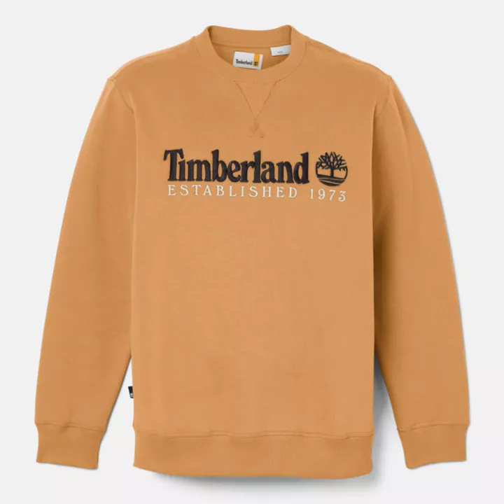 Est. 1973 Logo Crew Sweatshirt for Men in Yellow