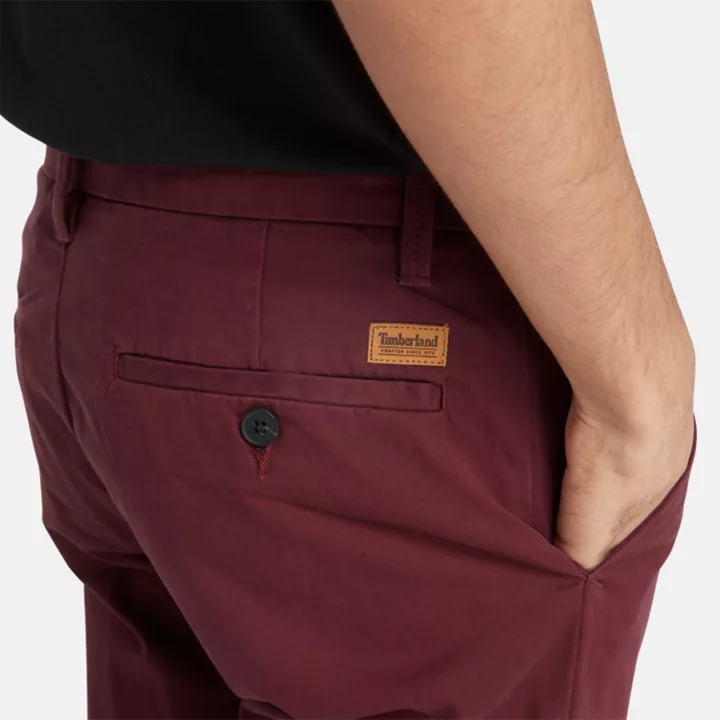 Sargent Lake Stretch Chino Trousers for Men in Burgundy