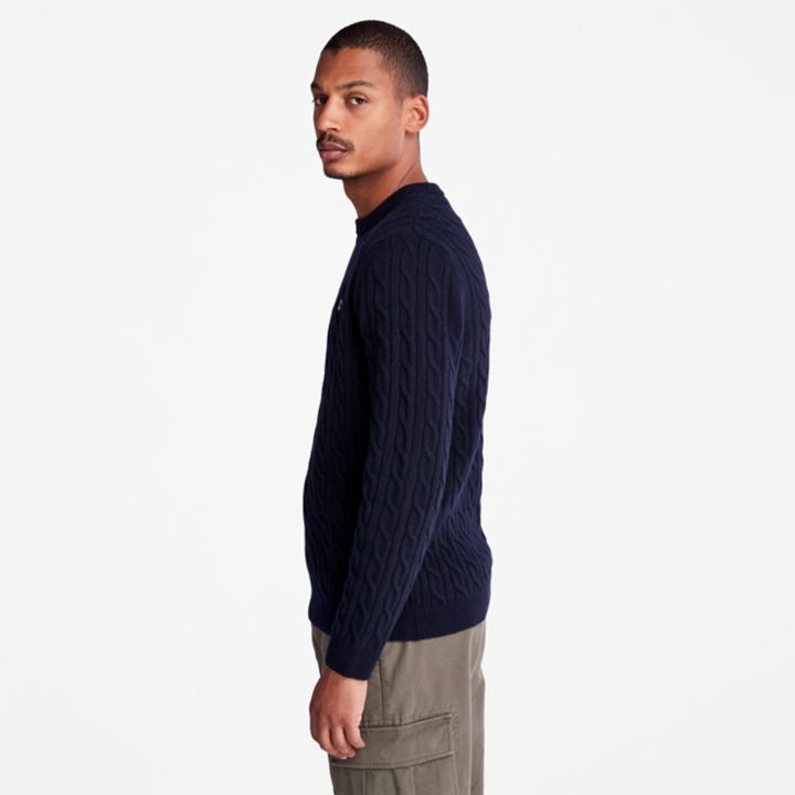Phillips Brook Cable-knit Crew Jumper for Men in Navy