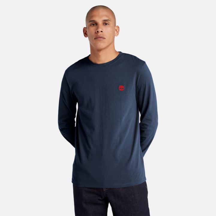 Dunstan River LS Crewneck T-Shirt for Men in Navy