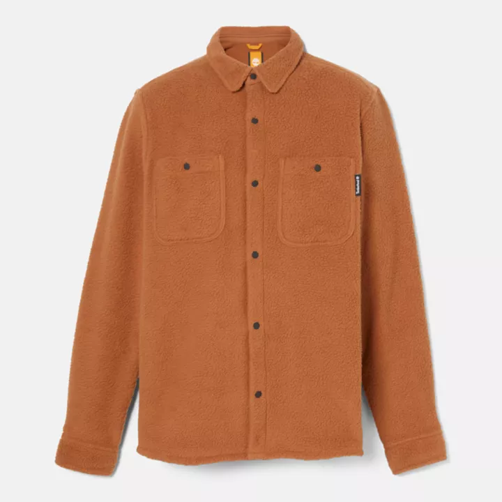 Utility High-Pile Fleece Overshirt for Men in Brown