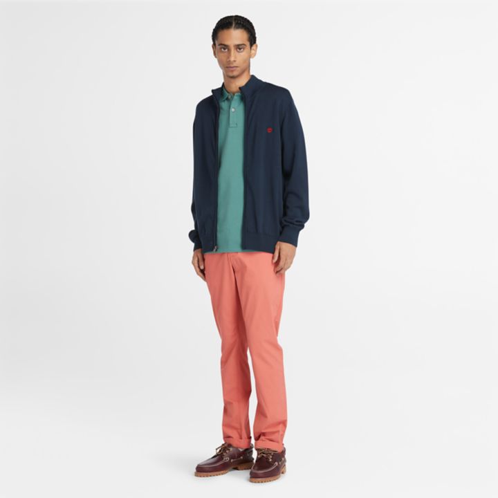 Williams River Full-Zip Cotton Jumper for Men in Navy