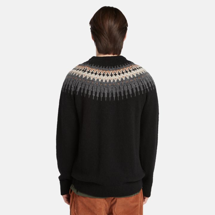 Long Sleeve Fairisle Jumper for Men in Black