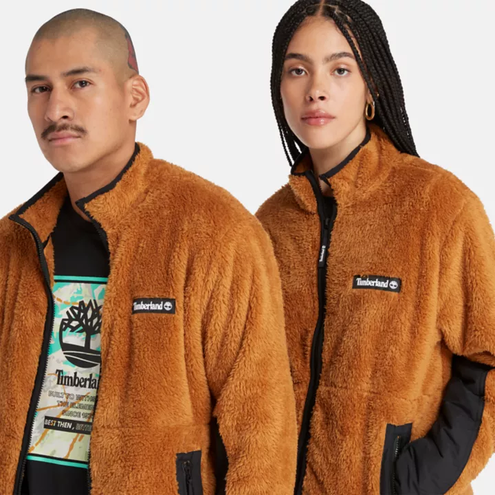 All Gender High Pile Fleece Jacket in Orange
