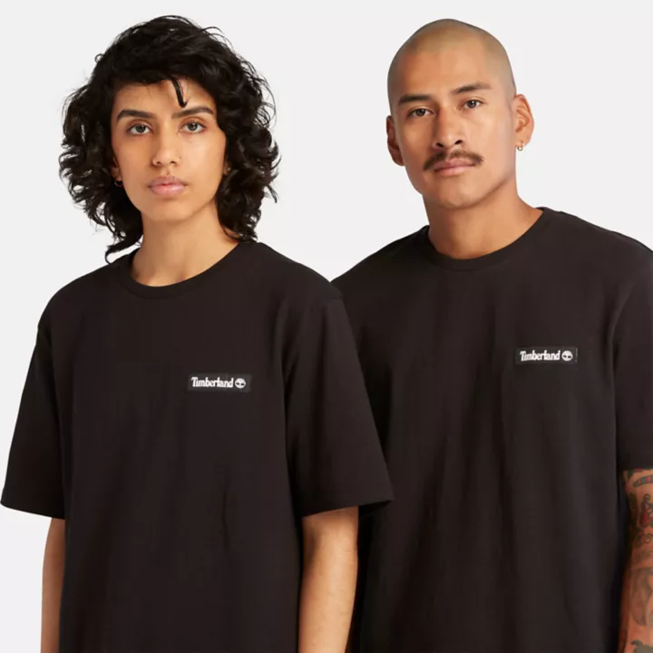 All Gender Heavyweight Woven Badge T-Shirt in Black