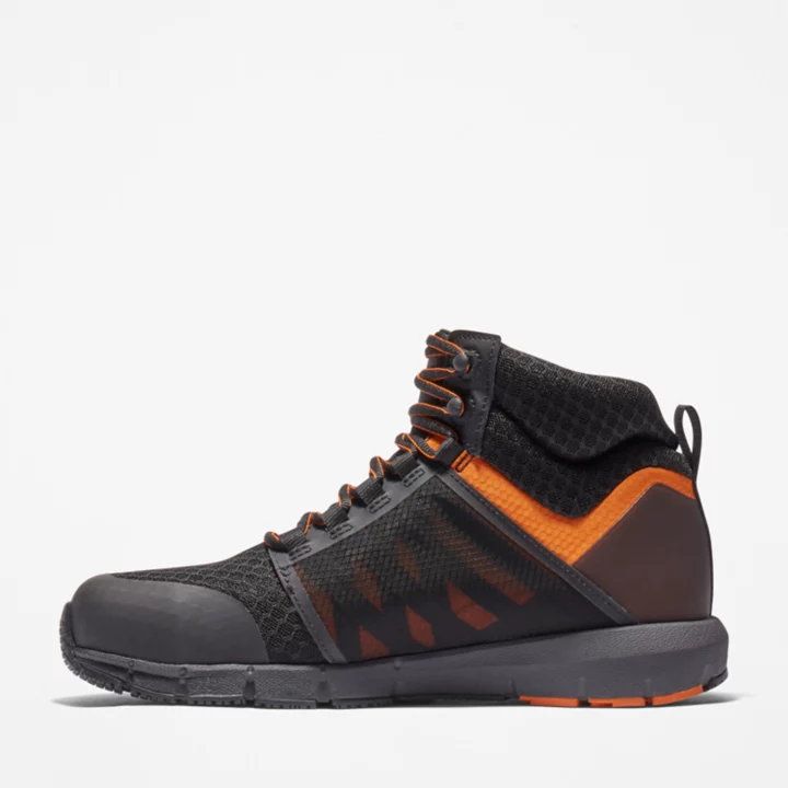 Radius Alloy-Toe Work Boot for Men in Black and Orange
