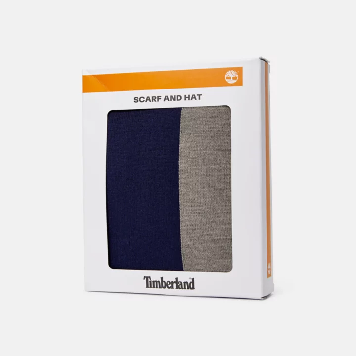 Colourblock Hat & Scarf Gift Set for Women in Navy