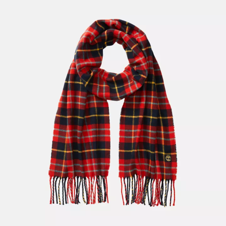 Cape Neddick Check Scarf with Gift Box for Men in Red