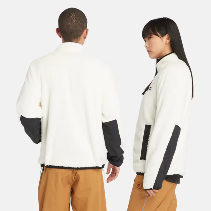 All Gender High Pile Fleece Jacket in White