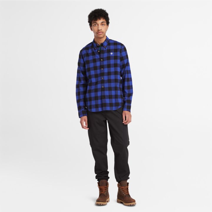 Mascoma River Long-Sleeve Check Shirt for Men in Blue