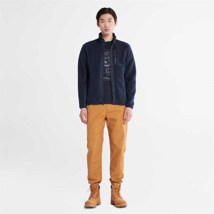 Sherpa Fleece Jacket for Men in Navy