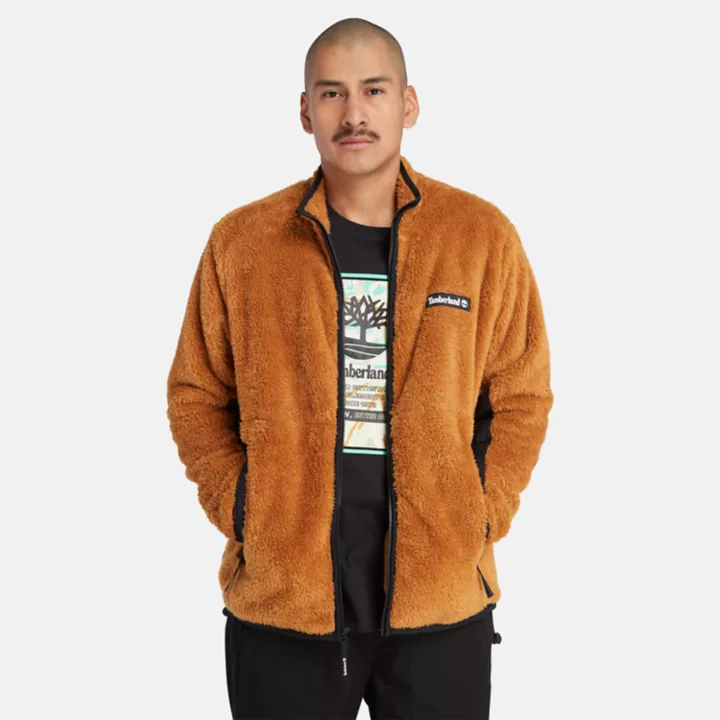 All Gender High Pile Fleece Jacket in Orange