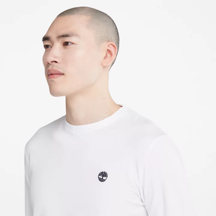 Dunstan River LS Crewneck T-Shirt for Men in White