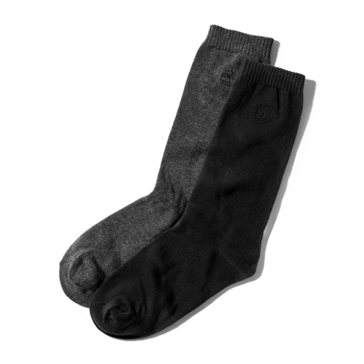 Two Pair Pack Everyday Crew Socks for Men in Grey