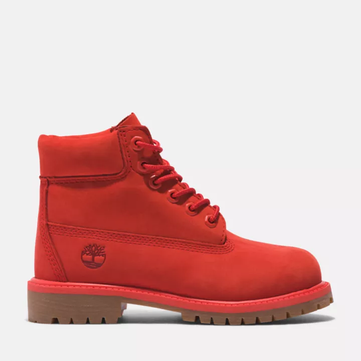 Timberland 50th Edition Premium 6-Inch Waterproof Boot for Youth in Red