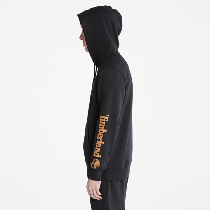 Stacked Logo Hoodie for Men in Black