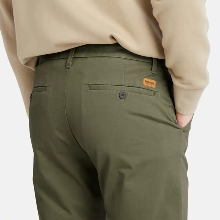 Squam Lake Stretch Chinos for Men in Dark Green