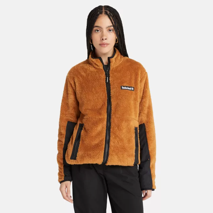 All Gender High Pile Fleece Jacket in Orange